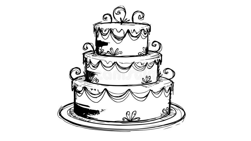 Animation forme un croquis d'une icône de gâteau de tarte illustration stock