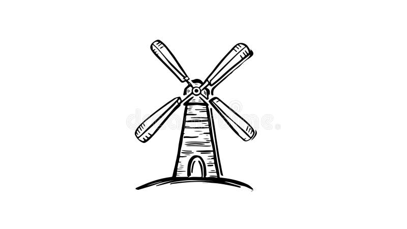 Animation forme un croquis d'une icône de moulin à vent illustration libre de droits
