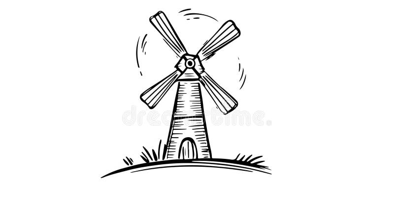 Animation forme un croquis d'une icône de moulin à vent illustration de vecteur