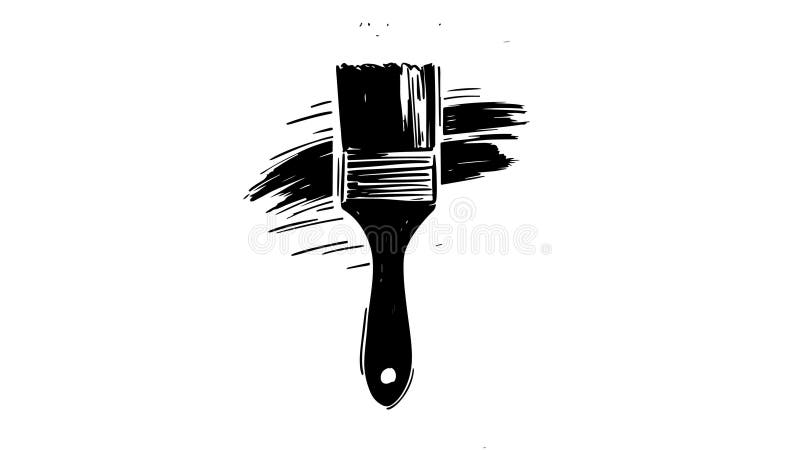 Animation forme un croquis d'une icône de pinceau de peinture illustration libre de droits