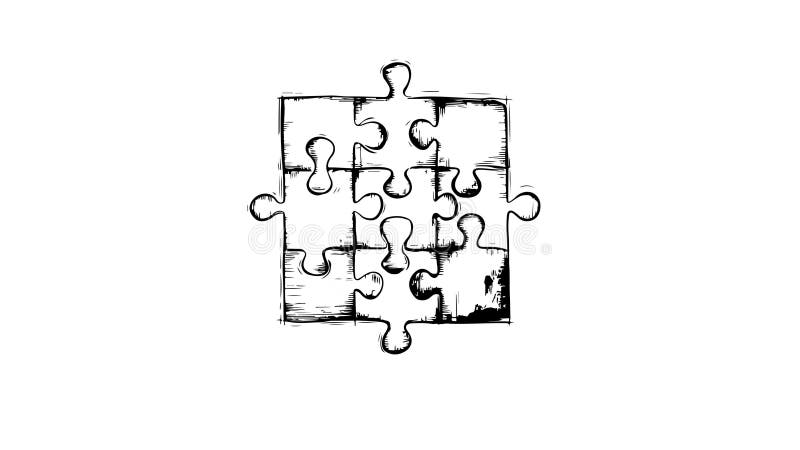 Animation forme un croquis d'une icône de puzzle illustration de vecteur