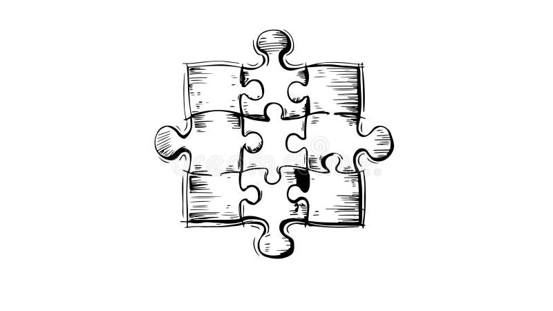 Animation forme un croquis d'une icône de puzzle illustration de vecteur