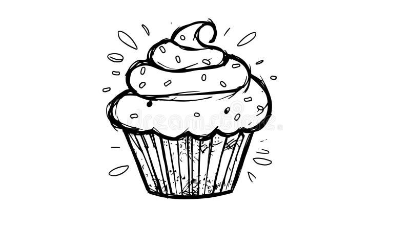 Animation forme un croquis de l'icône de gâteau tasse illustration libre de droits