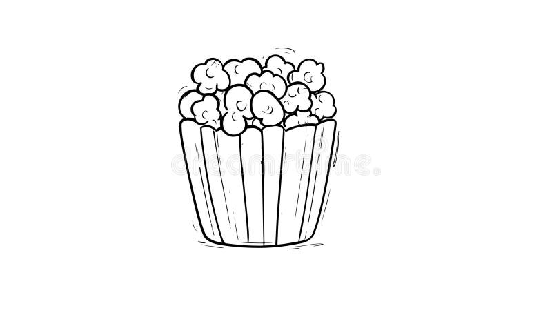 Animation forme un croquis de l'icône pop corn illustration de vecteur