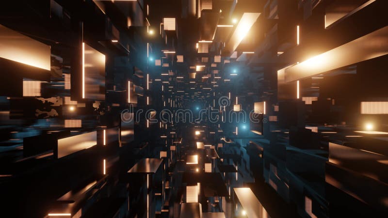 Animation futuriste de blocs métalliques brillants formant une boucle scifi transparente banque de vidéos