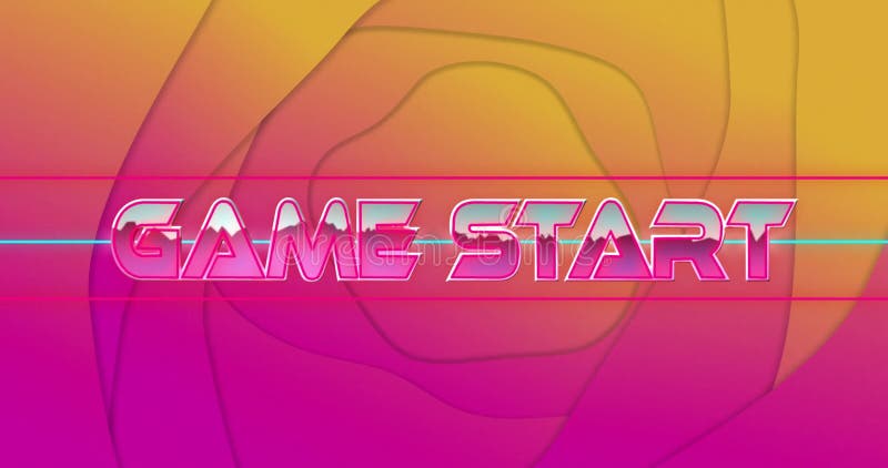 Animation of Game Start text over vibrant, colorful abstract background stock video