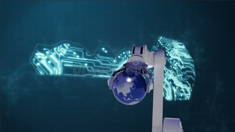 Animation of globe and a key stock illustration