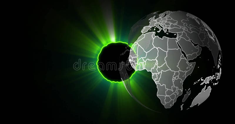 Animation of globe over neon green circle stock video footage