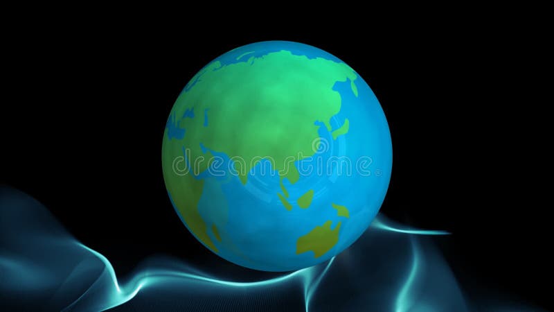 Animation of globe spinning over networks on black background stock illustration