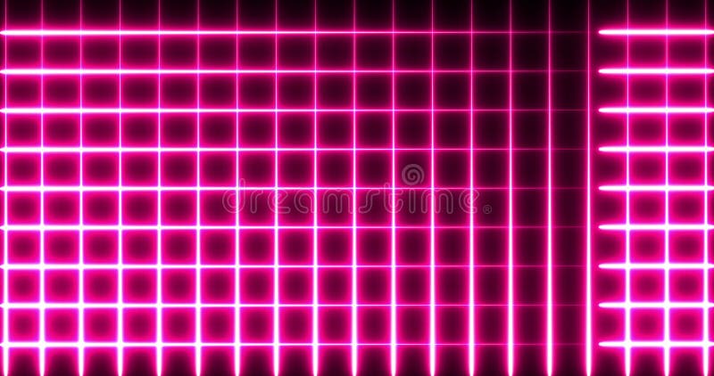 Animation of glowing neon red squared mesh moving on seamless loop on black background