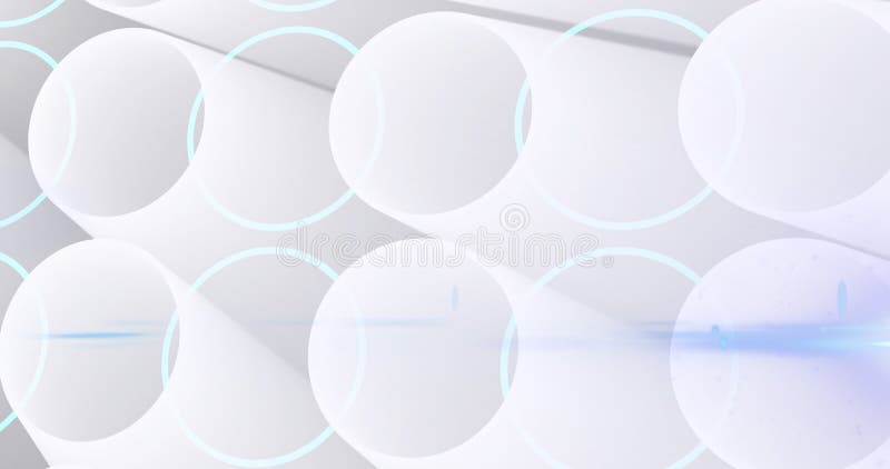 Animation of glowing network of 3d white round shapes stock illustration