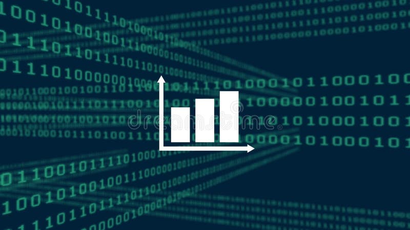 Animation of graph, binary coding and data processing over dark background. global technology, digital interface and connections concept digitally generated video. Binary coding data processing video