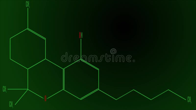 Animation green line draws the tetrahydrocannabinol molecule stock video