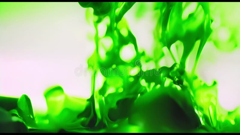 Animation of green liquid on white background stock footage
