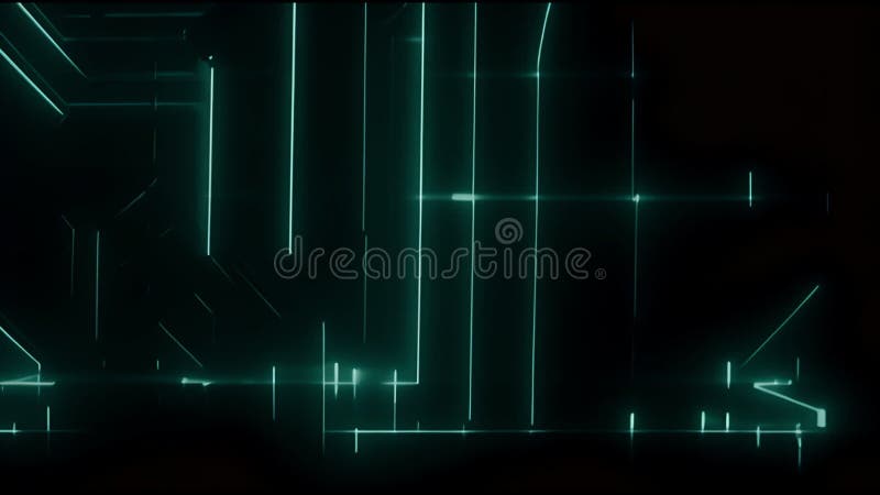 Animation of green shapes moving on black background stock video footage