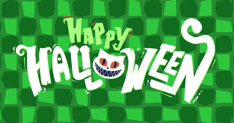 Animation of happy halloween text over green shapes stock footage