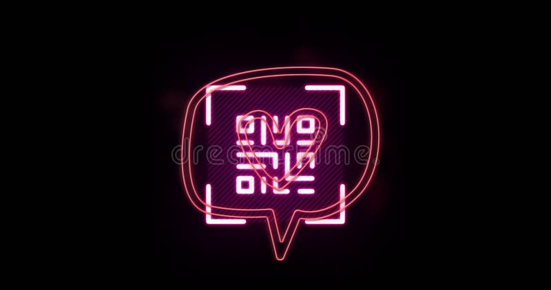 Animation of heart over qr code stock illustration