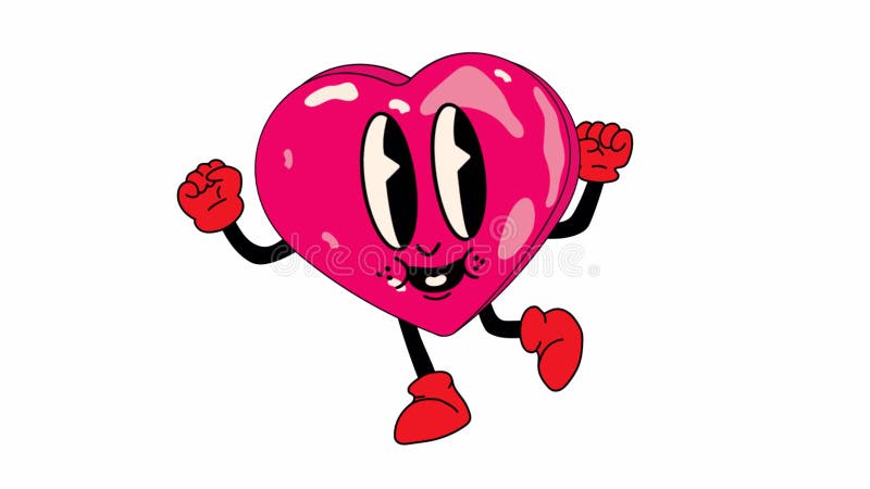 Animation heart 30s cartoon mascot character 2d cartoon ilustracji