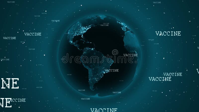 Animation illustration of flying vaccine saves the earth from the virus royalty free illustration