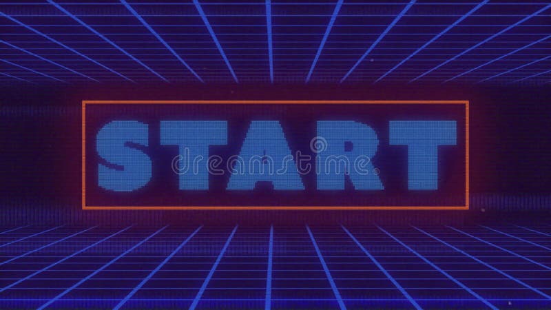 Animation of interference over start text and blue lines on black background stock video