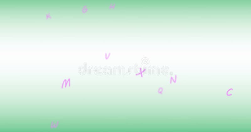 Animation of letters falling over green background stock video footage