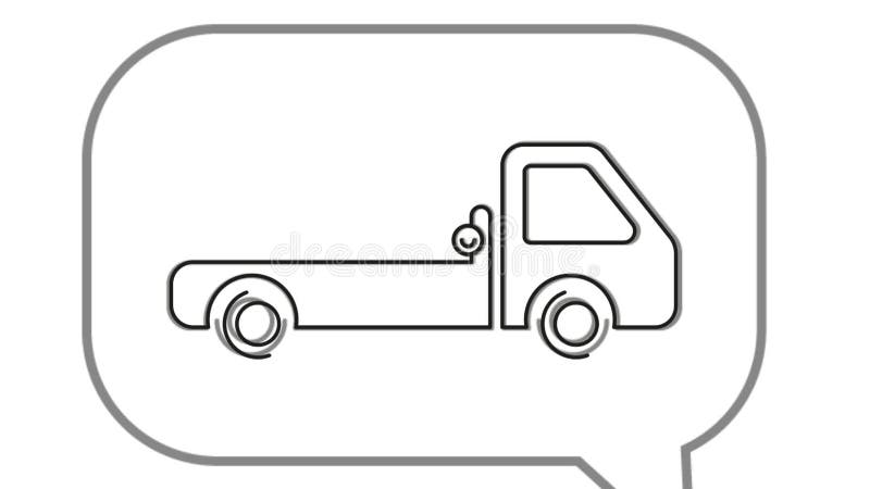Animation of loading a faulty car onto a tow truck. Rotating dial showing 24 hour service. Idea for towing insurance. stock illustration
