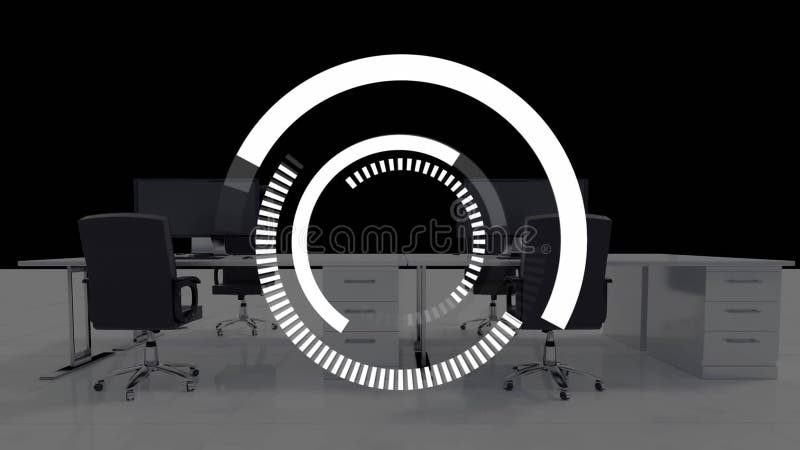 Animation of loading icon over business office vector illustration