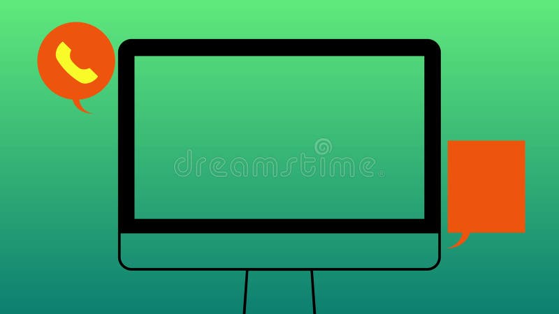 Animation looping footage of work from home concepts with computer screen with icon of email, phone and message box. vector illustration