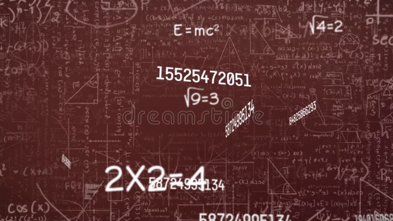Animation of math formulas and graphs on brown background stock illustration