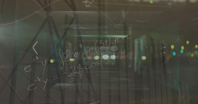 Animation of math formulas, graphs and digital space stock illustration