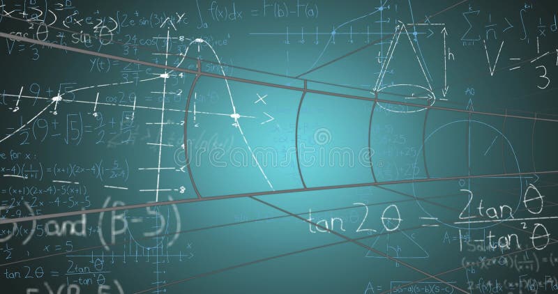 Animation of math formulas on green background vector illustration
