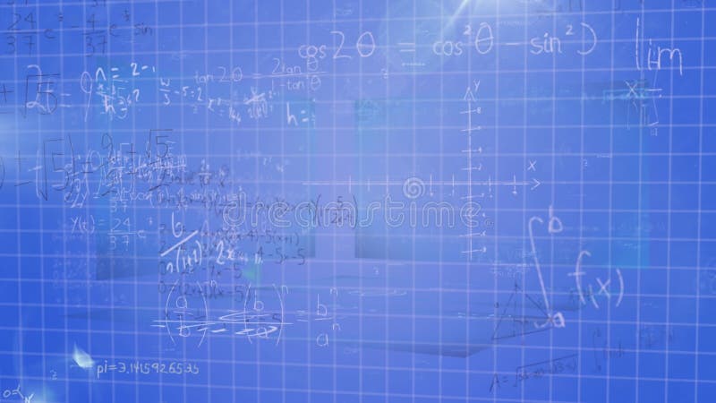 Animation of Mathematical Equations Over Blue Background Stock Video ...