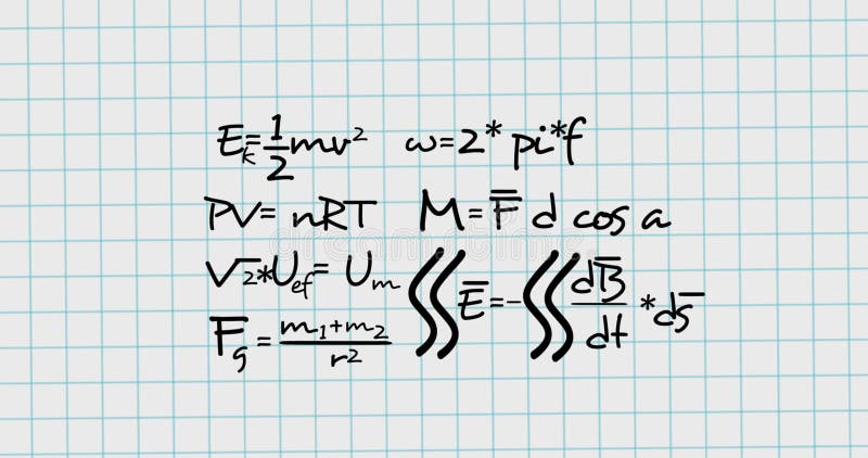 Animation of mathematical formulae on white squared background