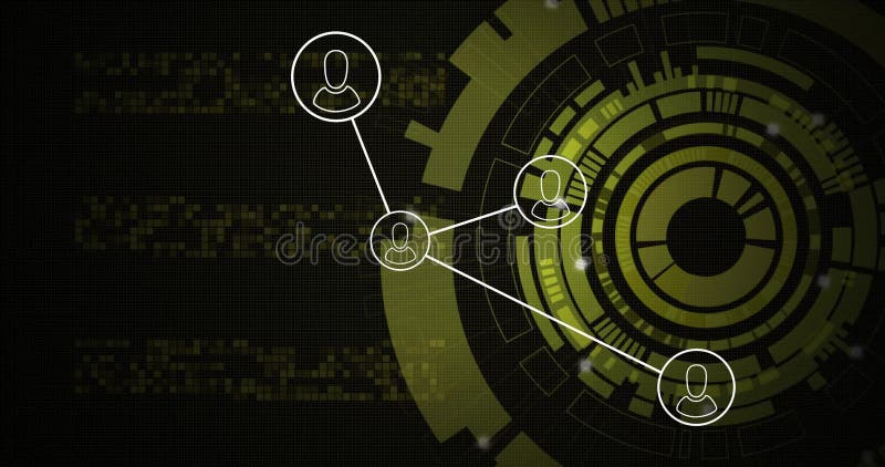 Animation of media icons over scope scanning stock illustration