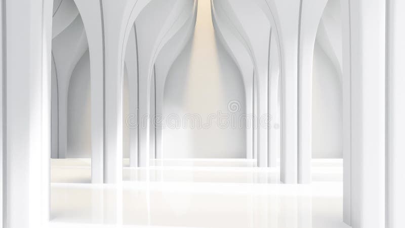 Animation of modern luxury white hall abstract space interior concept 3d render stock illustration