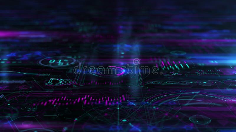 Movement of abstract data in virtual space. vector illustration
