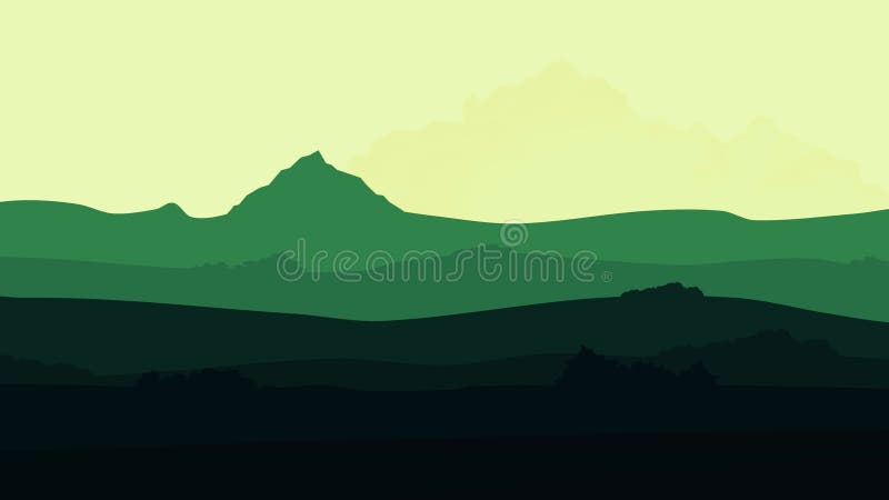 Colorful Cartoon Nature Background. Animation of Nice Red Sunset Background  with Some Clouds and Mountains Landscape Stock Illustration - Illustration  of light, night: 133313512