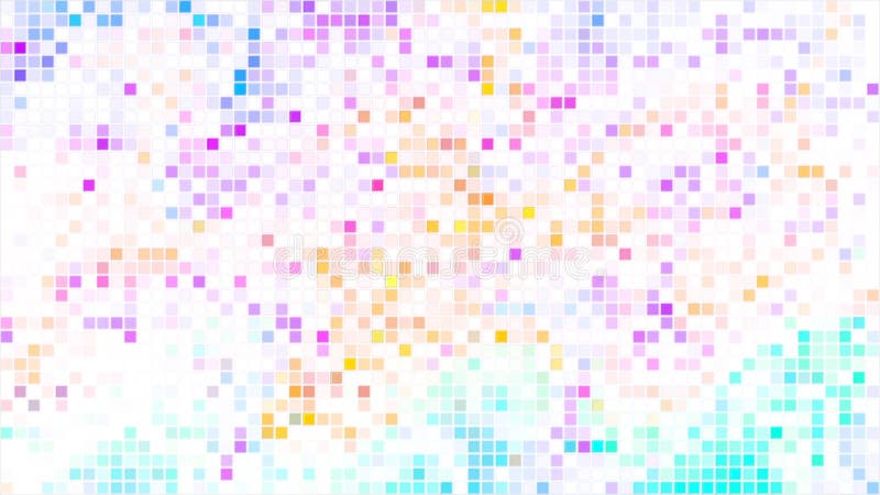 Animation with moving pixel image on white background. Motion. Background of disco pixels moving on white backdrop vector illustration