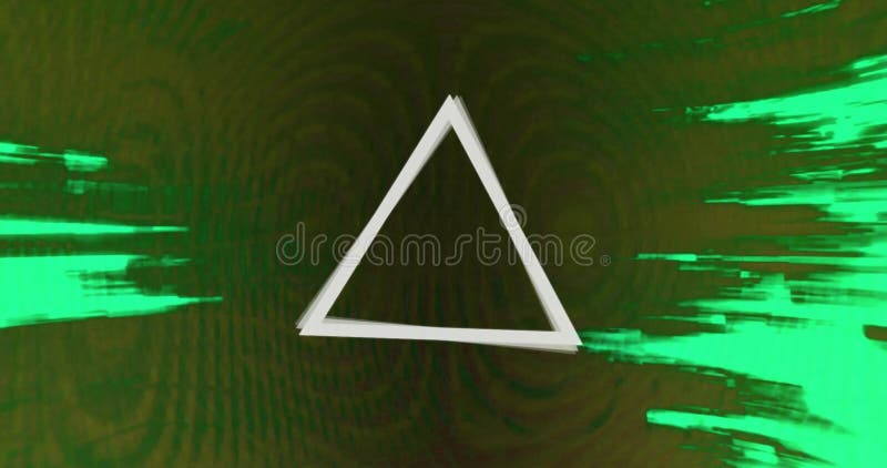 Animation of moving triangles over green shapes stock video