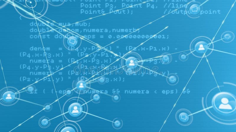 Animation network of connections with icons over data processing vector illustration