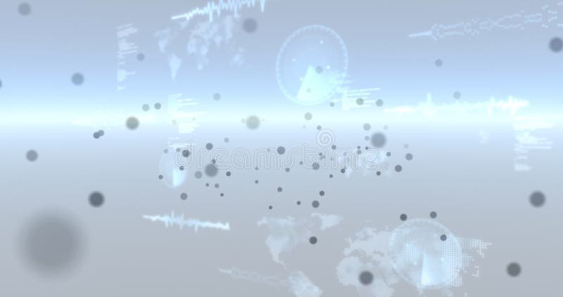Animation network connections over data processing and scanning vector illustration