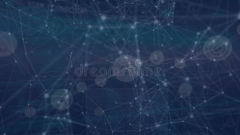 Animation of network of connections over icons royalty free illustration