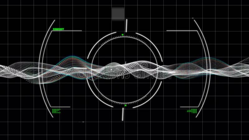 Animation of network of connections over scope scanning stock video footage