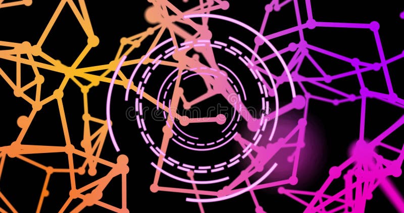 Animation of network of connections over scope scanning stock video footage