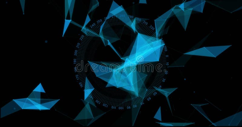 Animation of network of connections over spinning scope stock footage