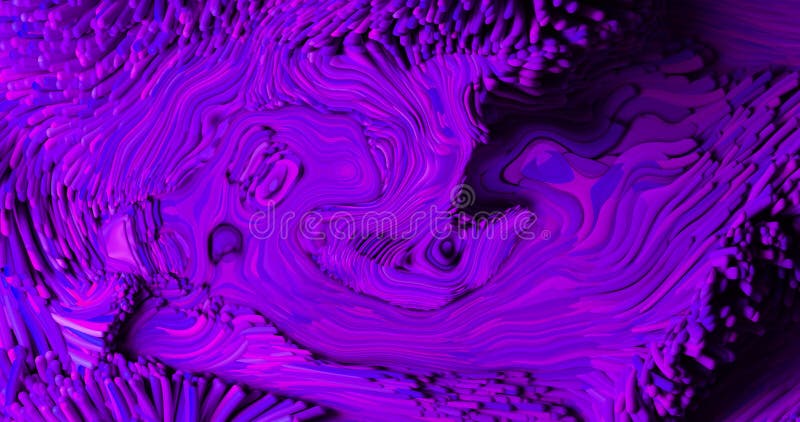Animation numérique de l'effet de texture liquide coulant violet sur fond noir illustration stock