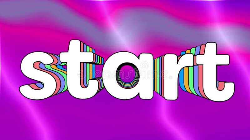 Animation numérique du texte de départ sur fond violet texture liquide illustration libre de droits