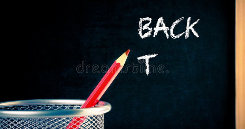 Animation with pencil container and blackboard frame with written back to school, education concept stock video