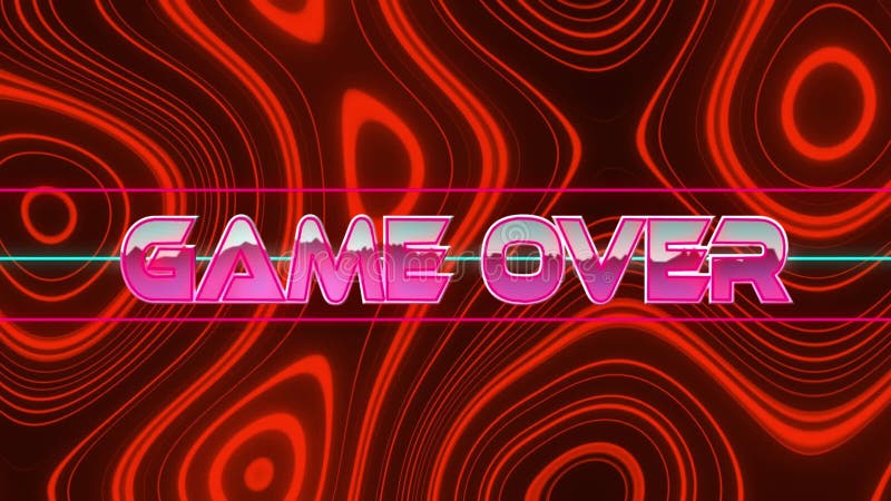 Animation of pink, neon words Game Over over red, lava background royalty free illustration