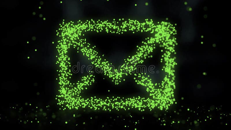 Animation of plexus network from e-mail symbol on colorful background with flowing of plexus particles. E-Mail sign royalty free stock photography